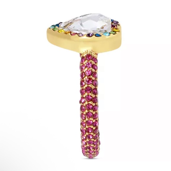 Kurt Geiger Pave Crystal Heart Ring Goldtone size 8 - Picture 4 of 7